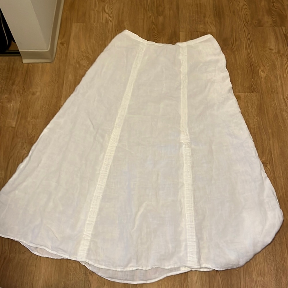 CUT LOOSE white linen skirt size L